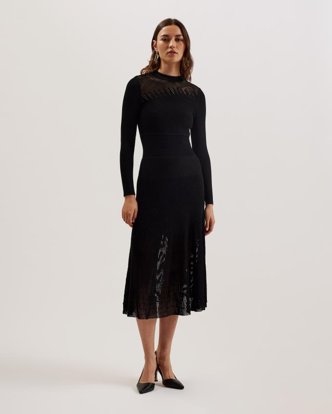 Peignoir Ted Baker Textured A-Line Midi Noir Femme | TGK-04223536